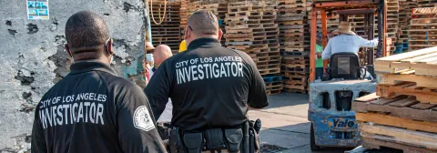 Investigators checking a work site