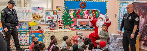 Officers at a school for Christmas